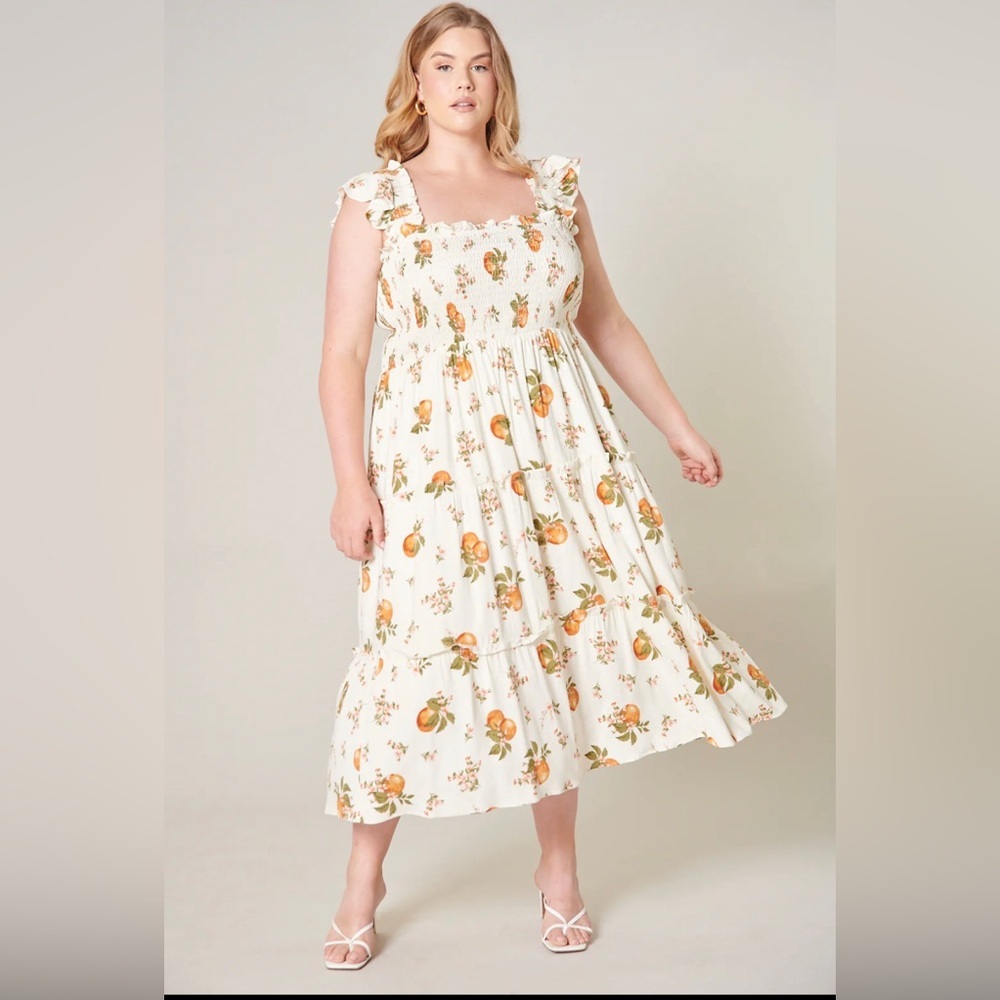 NWT Sugarlips Arancia Ruffled Tier Smocked Midi dress plus size 3X π - Picture 6 of 10